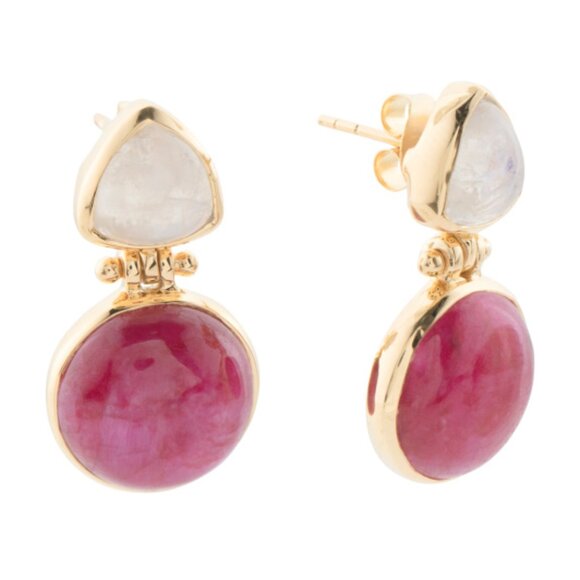 SHAANTI JEWELS Made In India 18kt Gold Plated Sterling Silver Moonstone Earrings - Picture 1 of 1